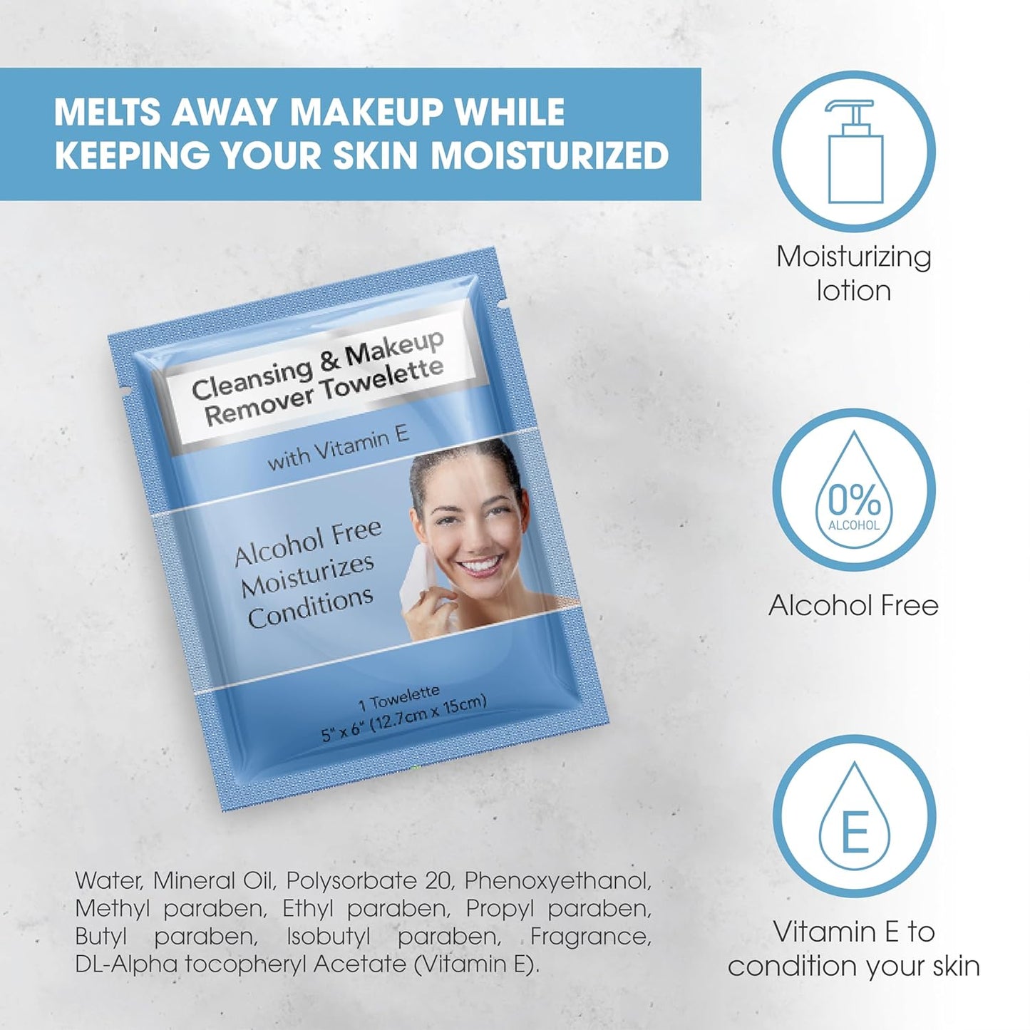 Diamond Wipes Cleansing and Waterproof Makeup Remover Wipes - Alcohol-free with vitamin E