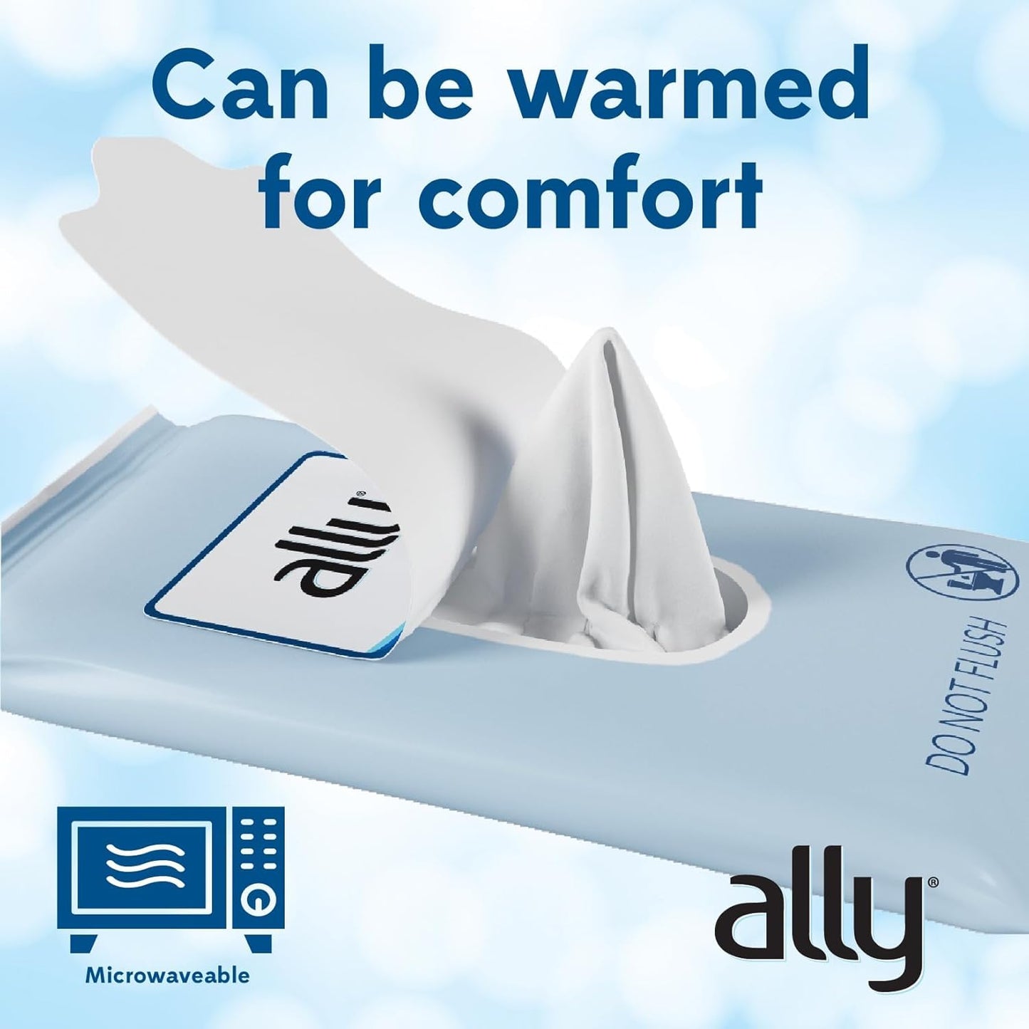 Ally Ultra-Thick Body Wipes with Aloe - No Rinse, Fragrance Free Bathing Wipes