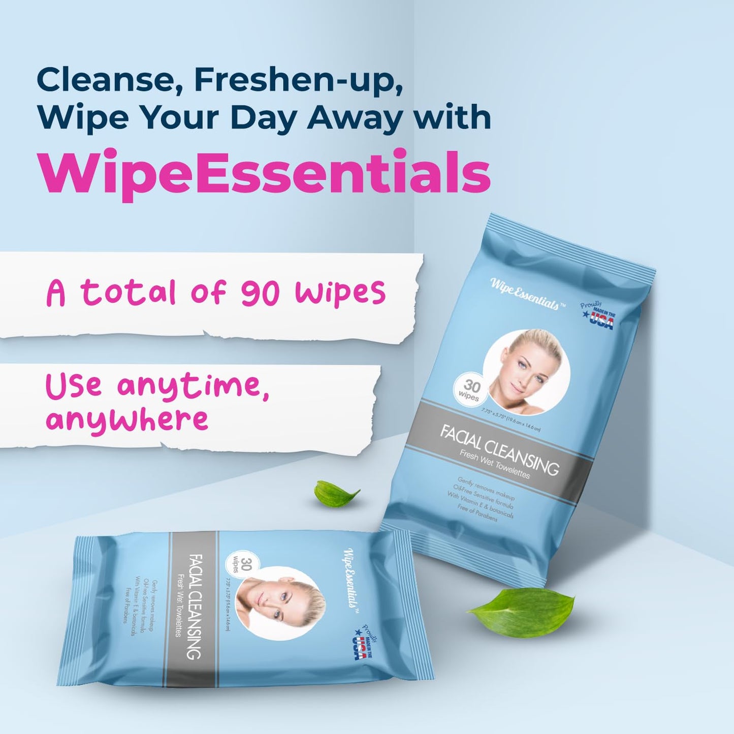 Wipeessentials Oil Free Facial Cleansing Wipes 30ct pouch