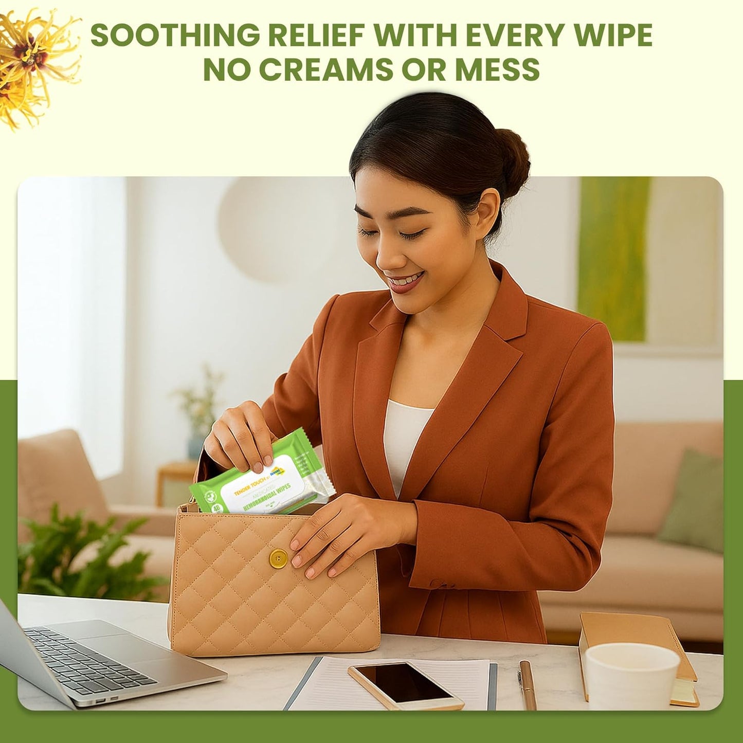 Tender Touch Hemorrhoid Wipes with Witch Hazel and Aloe, Flushable Medicated Wipes