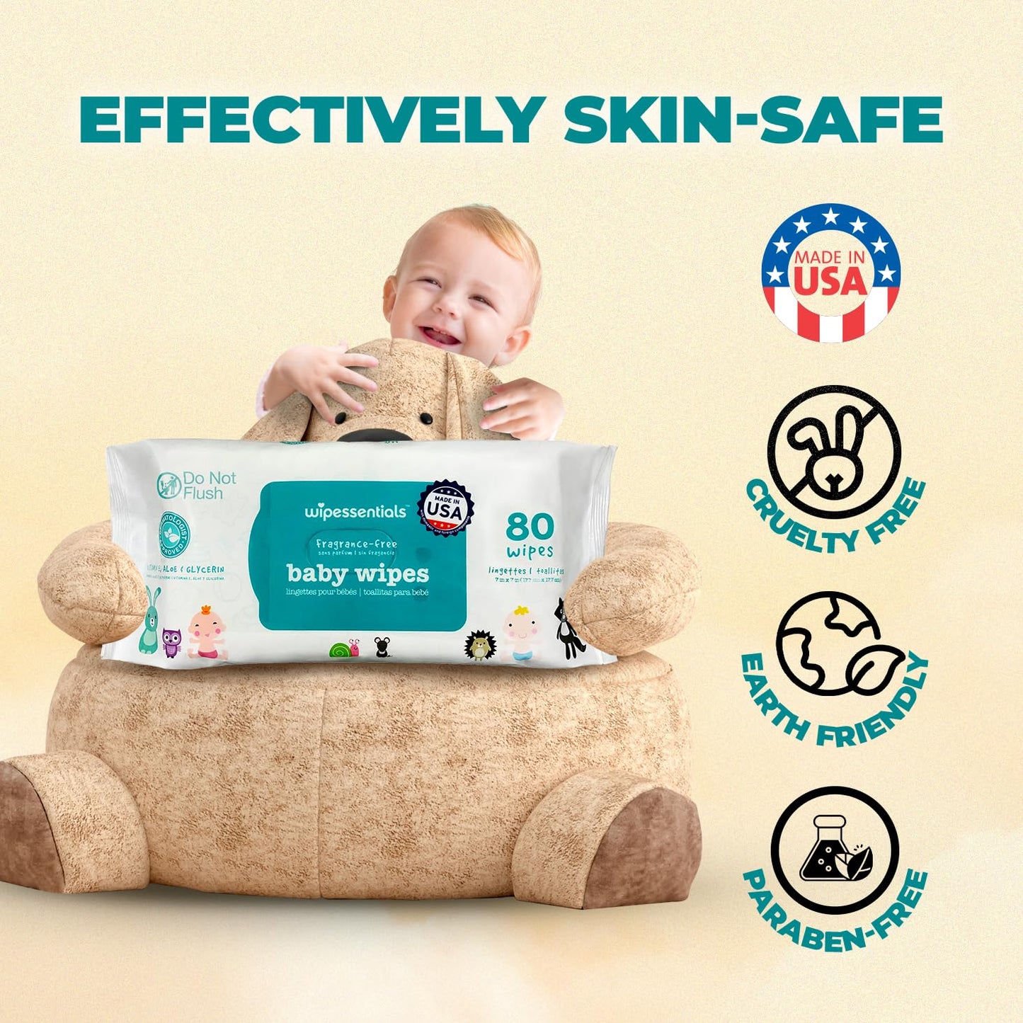 Wipessential™ Baby Wipes Unscented Soft Pack