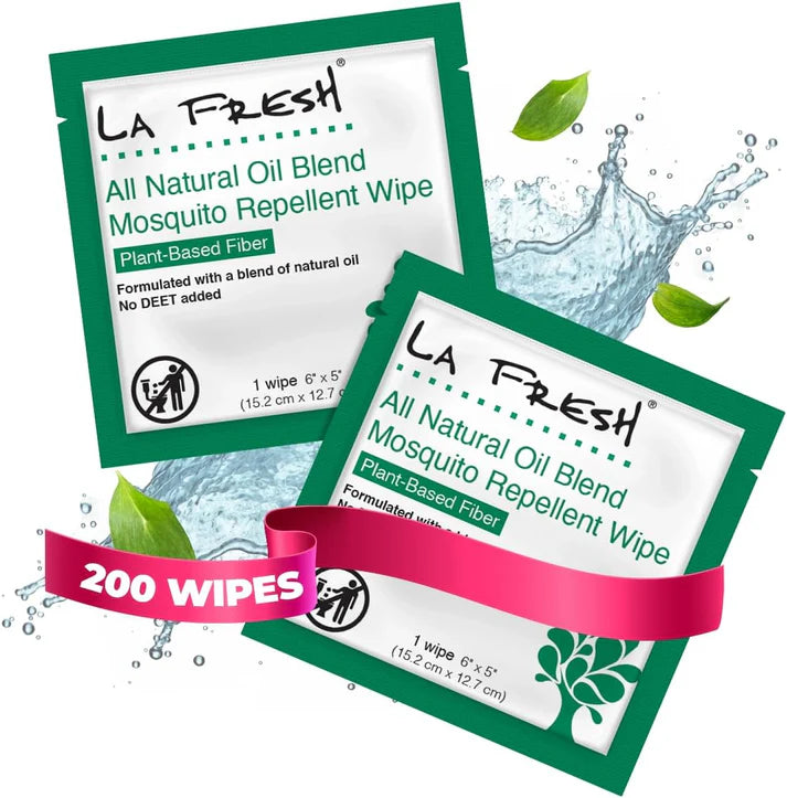 LA Fresh natural mosquito repellent wipes — DEET-free all-natural oil blend for outdoor travel and camping and humid climates