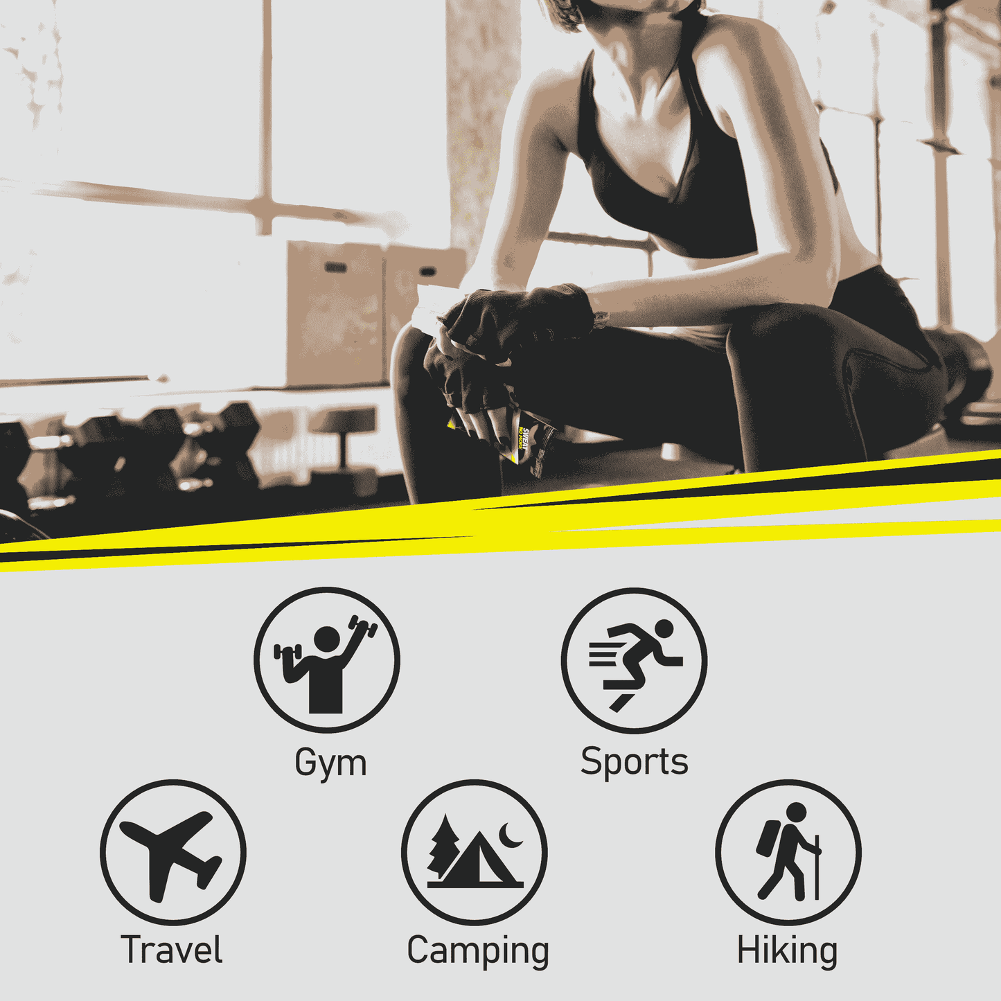 Sweat No More body wipe used after workout — no-rinse full body refresh for gym outdoor work and travel 