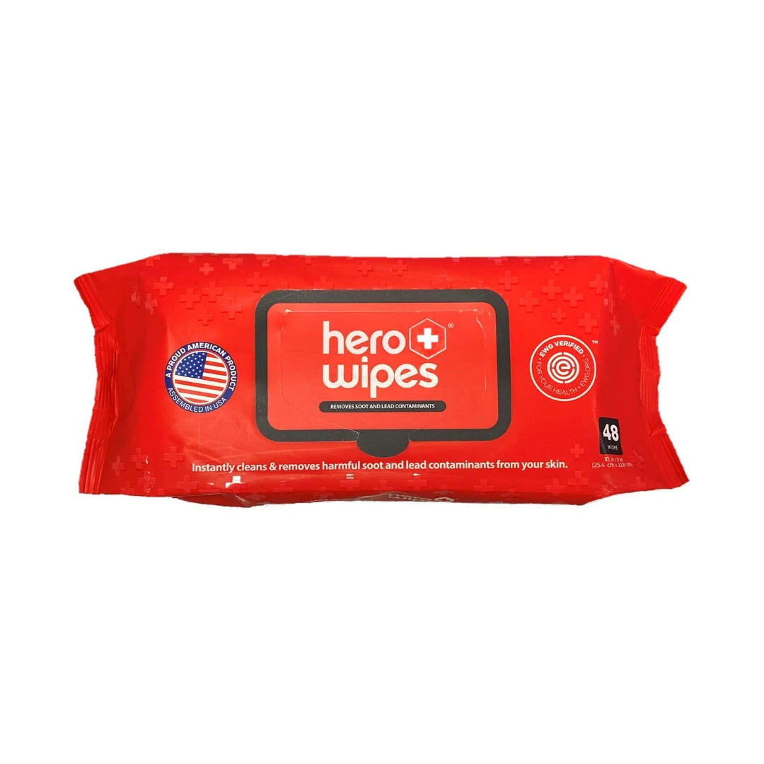 Hero Wipes fire wipes soft pack 48-count pouch — for fire station and apparatus stocking 