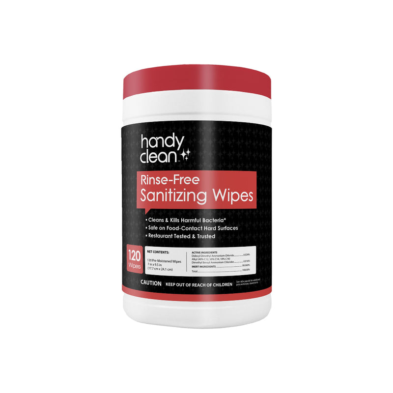 Handyclean Rinse-Free Sanitizing Wipes - 120 Wipes per Canister