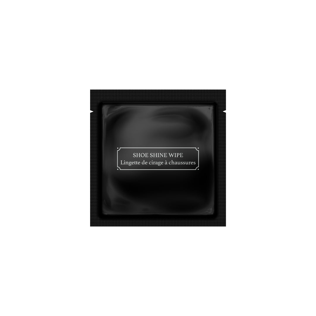 La Fresh black shoe shine wipe premium packet — instant leather shine for luxury hotel rooms and VIP event gift bags 