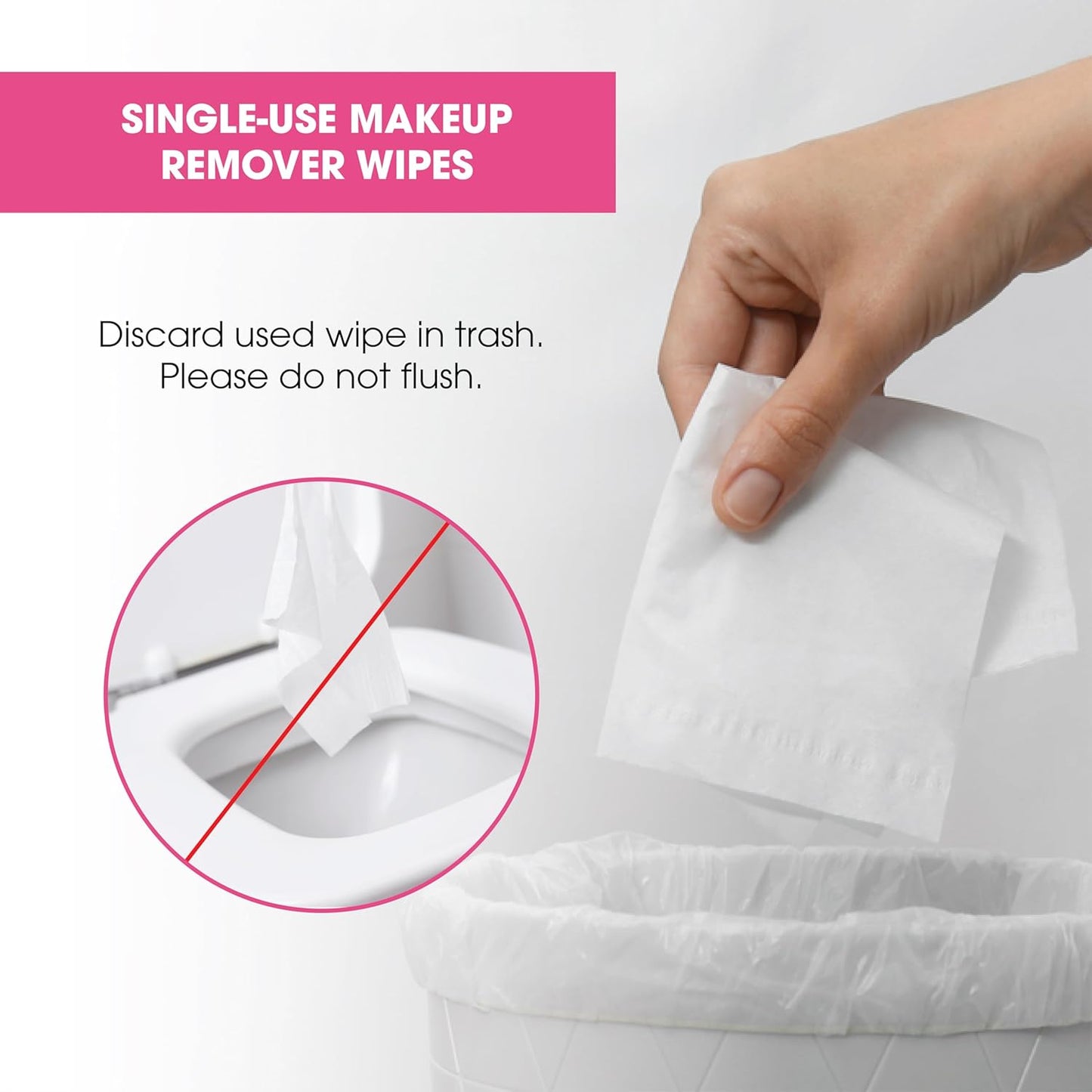 Packaging of Diamond Wipes Gentle Cleansing Makeup Remover Wipes with Vitamin E. The package is white with a pink diamond logo and text detailing the product features.