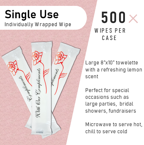 With Our Compliments Hot/Cold Moist Hand Towels 50/250/500/1000 Count Per Case