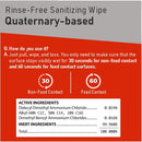 Handyclean™ Rinse-Free Sanitizing Wipes Resealable Soft Pack - Food Contact Surface Safe - 80 Wipes Per Pouch