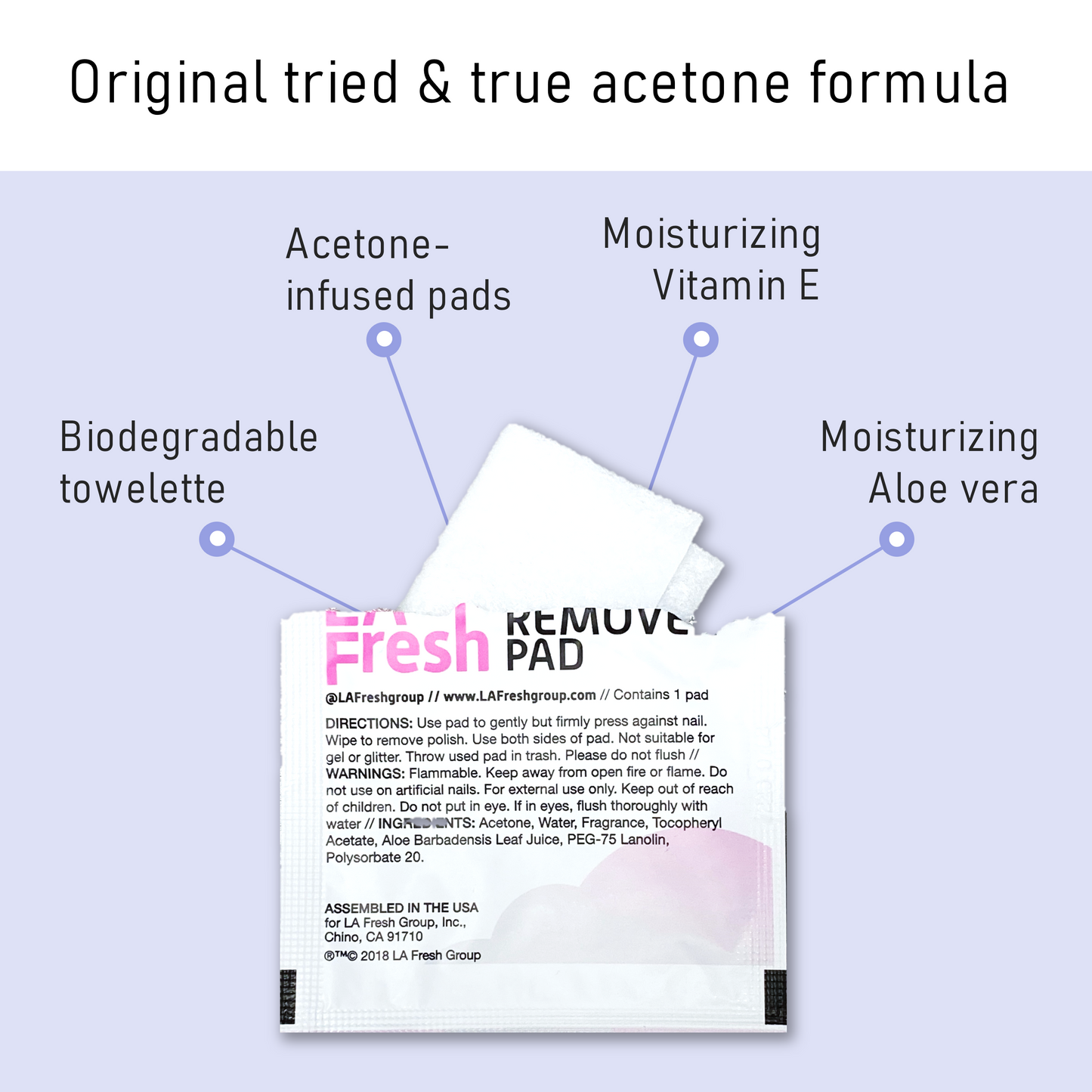 LA Fresh Nail Polish Remover Pads (Contains Acetone)