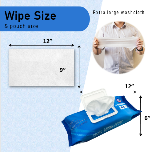 Handybath® Unscented Adult Washcloths - 64 Wipes per Pouch