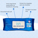 Handybath® Unscented Adult Washcloths - 64 Wipes per Pouch