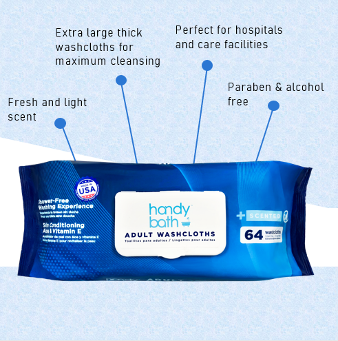 Handybath® Scented Adult Washcloth - 64 Wipes per Pouch