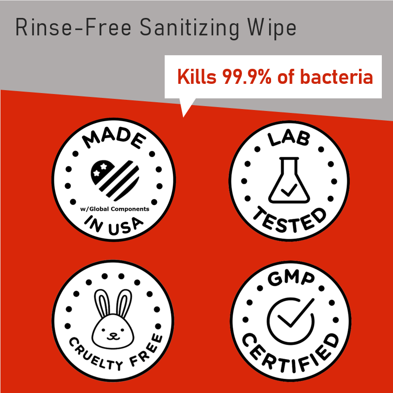 Handyclean Rinse-Free Sanitizing Wipes - 120 Wipes per Canister