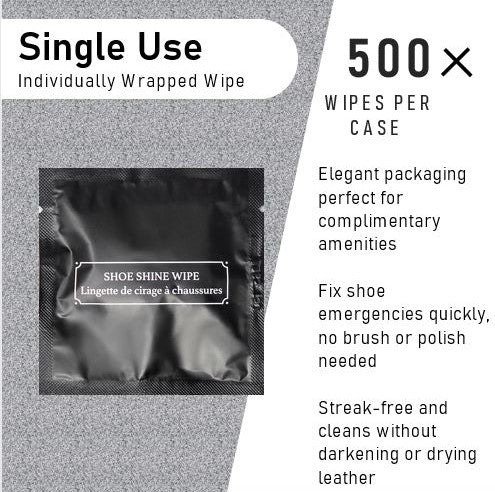 Bulk case La Fresh Glam black shoe shine wipes for luxury hotel amenity procurement — made in USA 