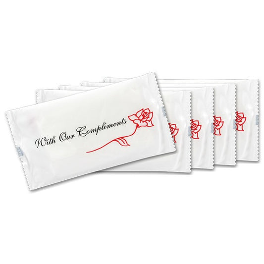 With Our Compliments hand wipes restaurant wipes hotel wipes