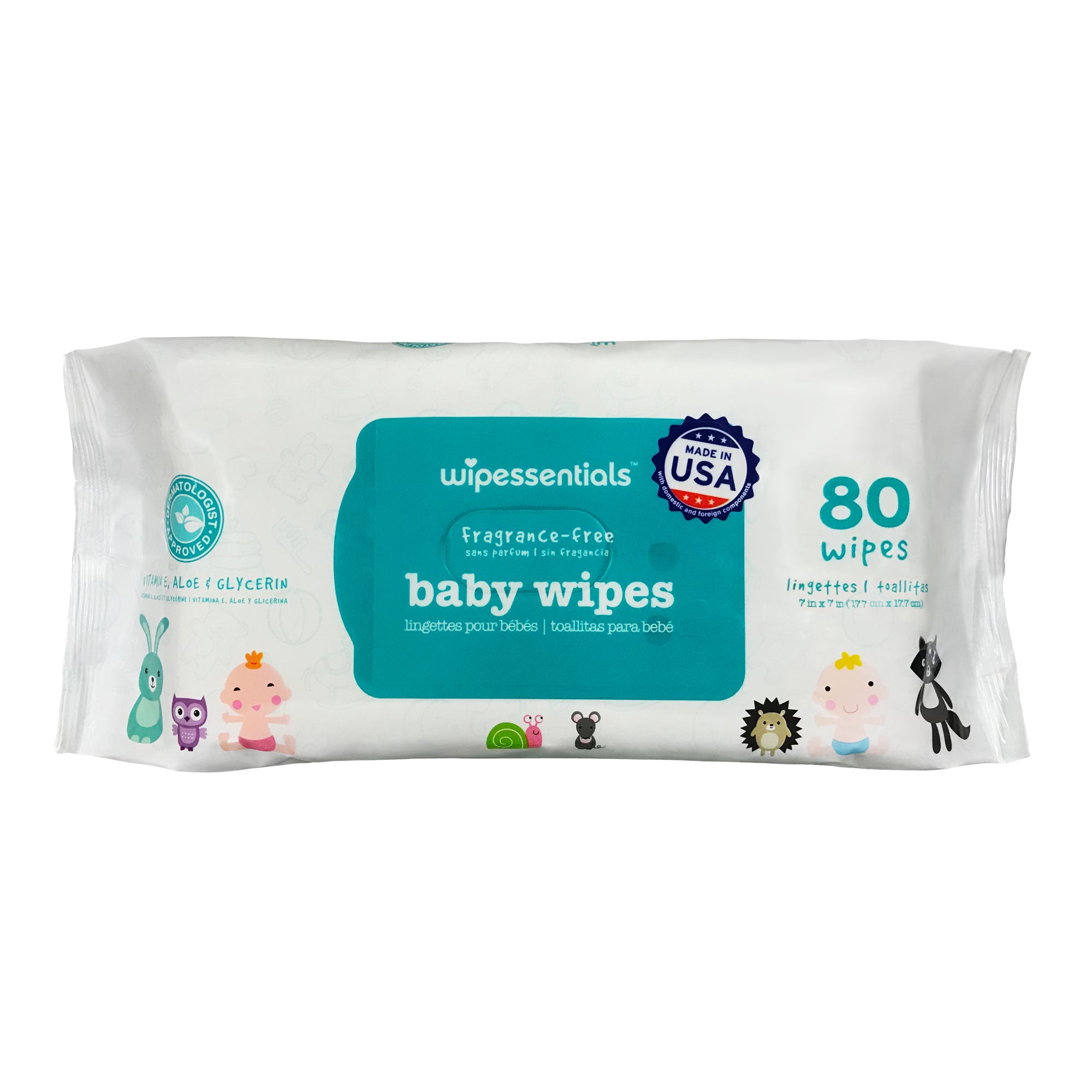 Wipessential Baby Wipes Unscented - 80/Pack x 12 –